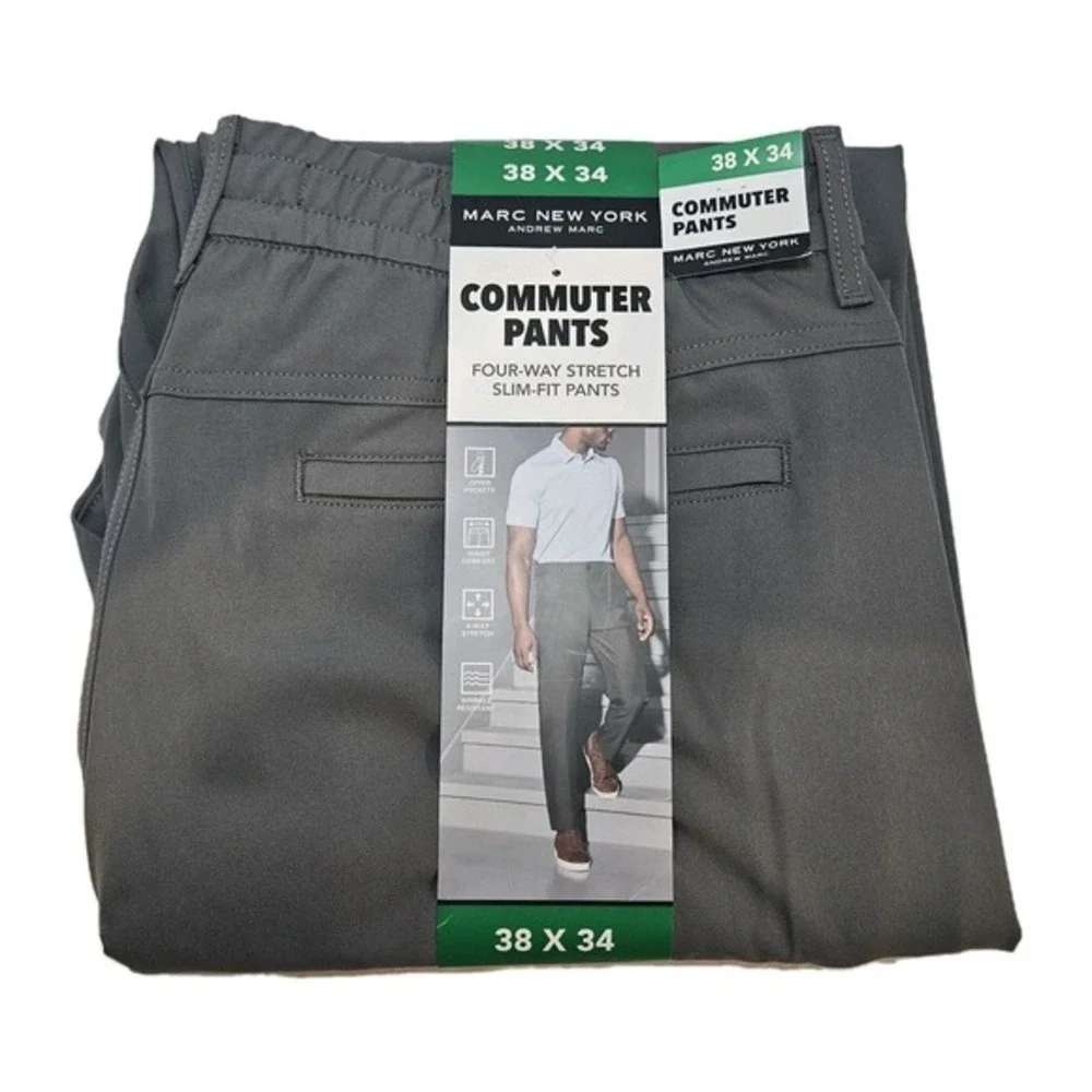 Marc New York Men's Commuter Pant Slim Fit Four-Way Stretch‎ Fabric, 38X34